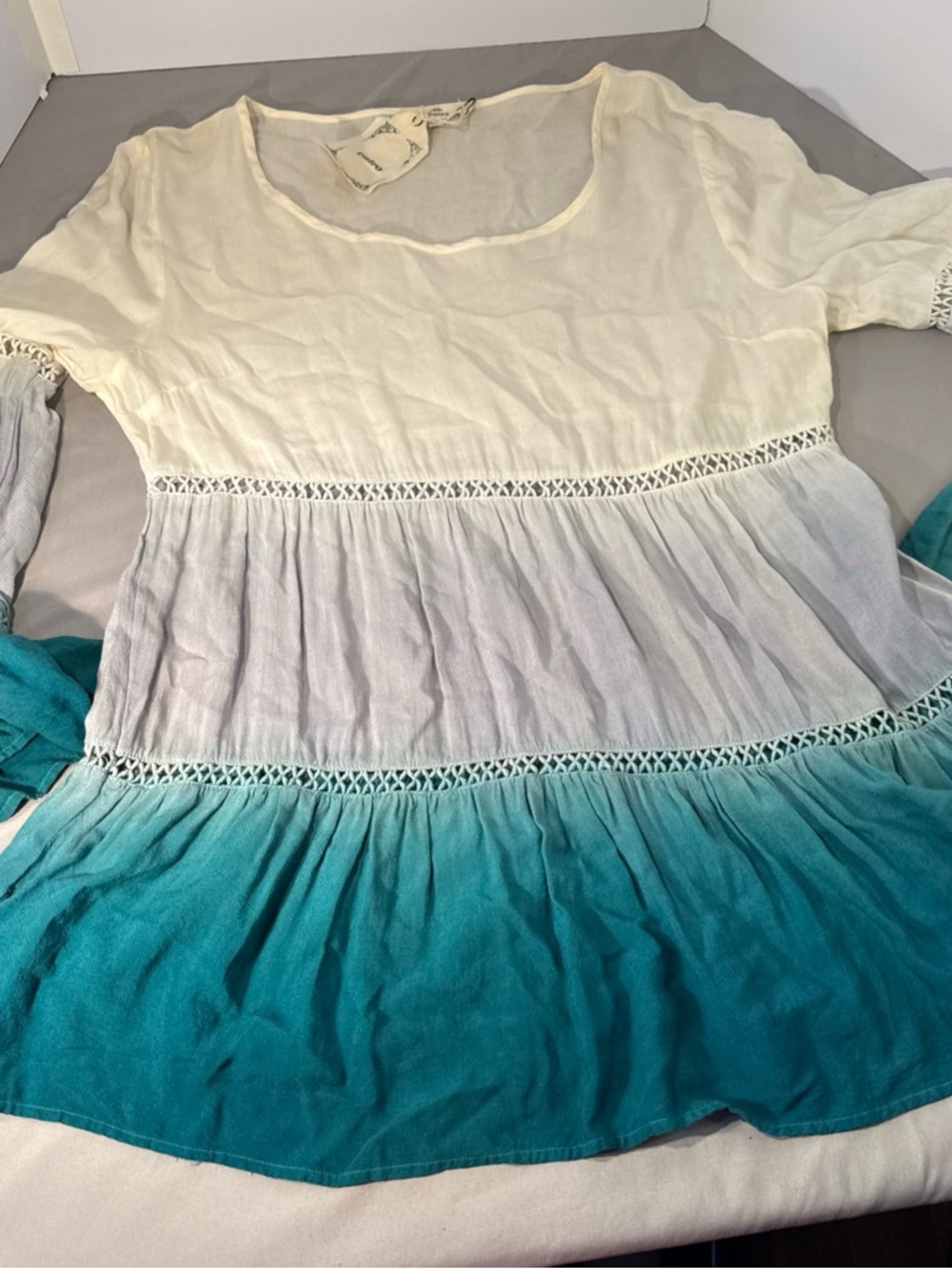 Entro Cream and Black Printed Boho Top
